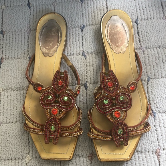 Rene Caovilla Embellished Slide Sandals 35 - Picture 2 of 6
